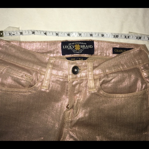 Lite Pink Metallic Lucky Brand Metallic Jeans - Picture 4 of 5
